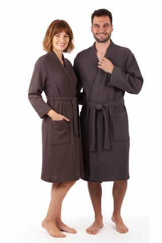 Mušelínový župan Dacca antracit 12 24 9551 unisex