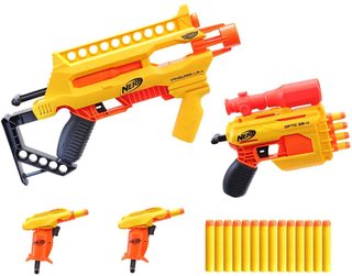 HASBRO NERF Alpha Strike velký žlutý herní set 4 dětské blastery + 20 šipek