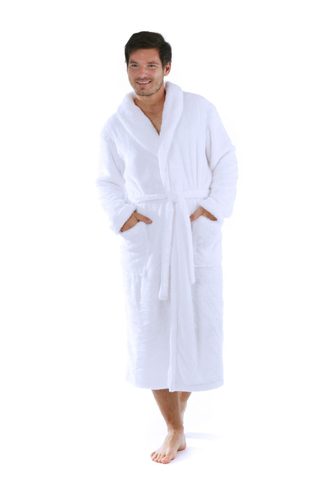 Župan unisex huňatý Jack/Lilly bílý s kapucí mikroplyš 21 20 0100