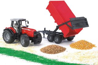 Bruder traktor Massey Ferguson + sklápěcí vůz červený 02045