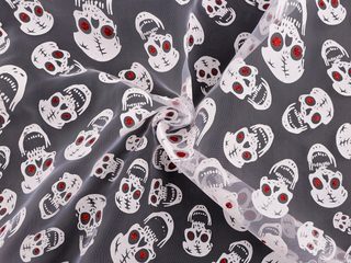 Organza Halloween / lebky s glitry METRÁŽ