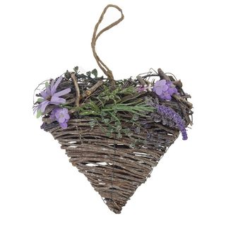 Dekorační srdce k zavěšení fialové P2008 - 20 cm