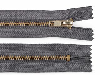 Kovový / mosazný zip šíře 4 mm délka 10 cm kalhotový