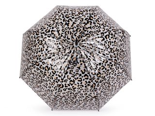 Dámský / dívčí průhledný vystřelovací deštník leopard