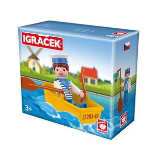 IGRÁČEK Námořník s lodičkou figurka 7,5cm v krabičce