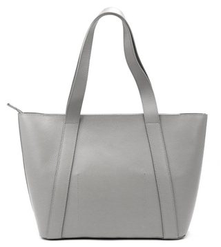 Kožená velká dámská shopper kabelka přes rameno šedá