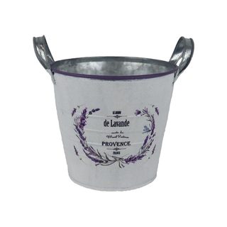 Květináč plechový motiv levandule K4595/2 - Round:14.5x13-16 Bottom:10