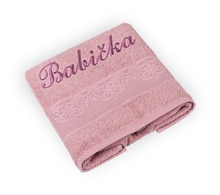 Froté ručník orchidea s výšivkou BABIČKA Růžová 76/013