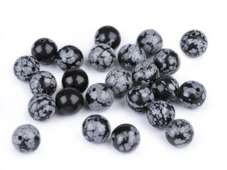 Minerálové korálky Obsidián vločkový Ø8 mm balení 40 kusů