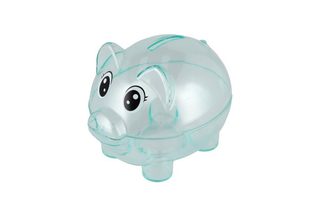 Pokladnička prasátko průhledné plast 10cm mix druhů v krabičce 11x9cm