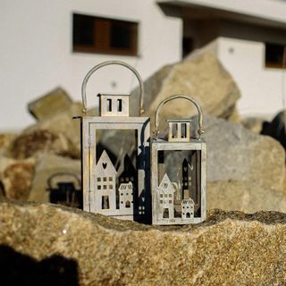 Sada 2 ks lucerna kovová K3675 / S2 - výška 25,5 cm a 19,5 cm