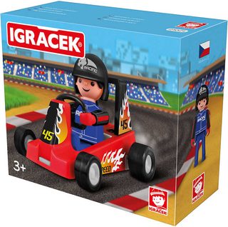 IGRÁČEK Závodník s motokárou 7,5cm červená v krabičce