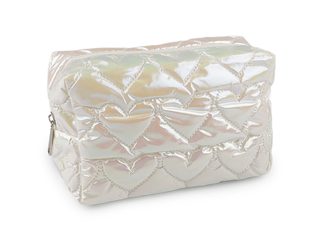 Kosmetická taška / pouzdro prošívané, srdce 18x11 cm holografické