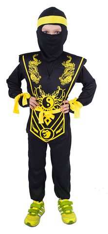 Kostým pro děti NINJA černo-žlutý, vel. S