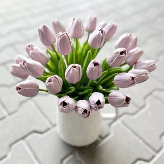 Tulipán pěnový (5 ks) - bílá/růžová 30 cm