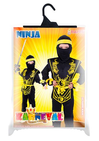 Kostým pro děti NINJA černo-žlutý, vel. S