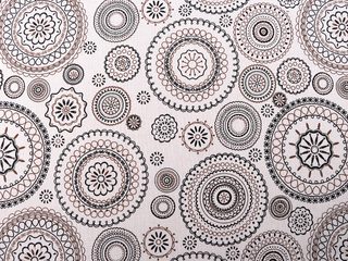 Bavlněná metráž / imitace lnu hrubší mandala METRÁŽ