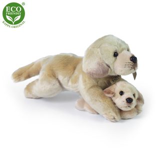 Plyšový labrador s miminkem ležící 25 cm