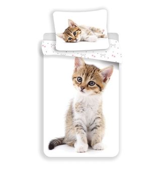 Povlečení Kitten white bavlněné 140/200, 70/90