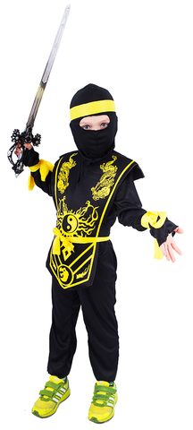 Kostým pro děti NINJA černo-žlutý, vel. S