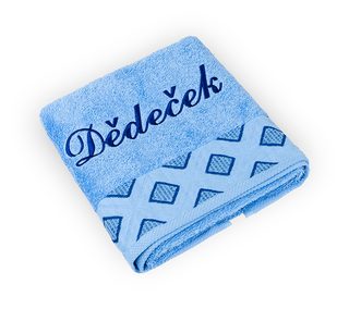 Froté ručník kolekce Diamant s výšivkou Dědeček Modrá D/425