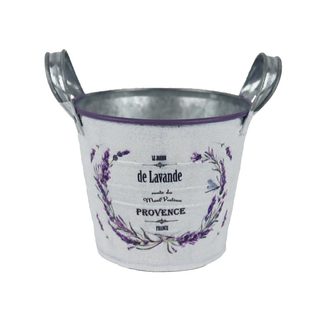 Květináč plechový motiv levandule K4595/1 - Round:12x10-13 Bottom:8.5