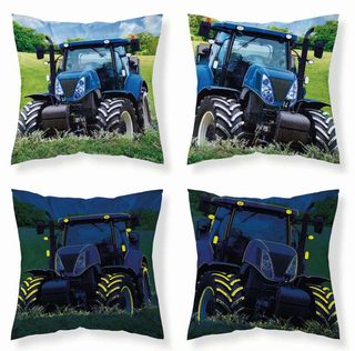 Povlak na polštářek Traktor blue svítící Bavlna, 40/40 cm
