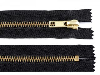 Kovový / mosazný zip šíře 6 mm délka 12 cm