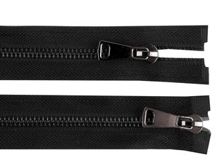 Zip kovový 5 mm dělitelný 2 jezdce / dvoucestný 80 cm