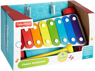 FISHER PRICE Baby xylofon tahací zábavný na kolečkách 8 kláves plast