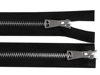 Zip kovový 5 mm dělitelný 2 jezdce / dvoucestný 50 cm