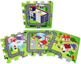 Pěnové baby puzzle Město (9 ks, podložka na zem)