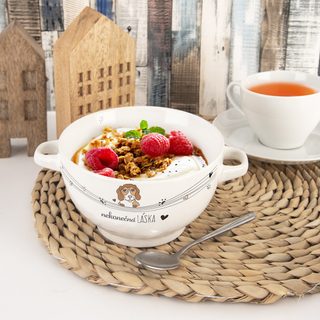 Miska keramická NEKONEČNÁ LÁSKA pes průměr 14 cm O0348 - dia 14 x 8 cm
