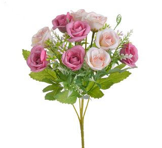 Kytice růžiček 28 cm - mix růžová