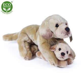 Plyšový labrador s miminkem ležící 25 cm