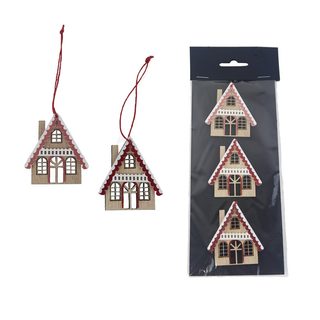 Domeček k zavěšení, 3 ks D7517 - 6 cm