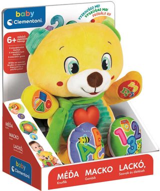 CLEMENTONI Baby medvídek Lele interaktivní naučný žlutý na baterie Světlo Zvuk
