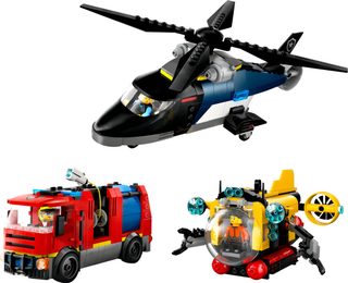 LEGO City remix 3v1: helikoptéra, hasičský vůz a ponorka 60462
