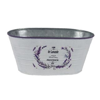 Květináč plechový motiv levandule ovál K4596/2 - Oval:23.5x13x10.5 Bottom:19x10.5