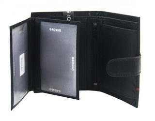 GROSSO Kožená pánská peněženka černá-červená RFID se zápinkou v krabičce