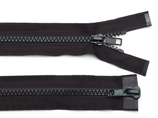 Zip kostěný 5 mm dělitelný 2 jezdce 80 cm (bundový)