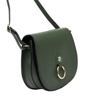 GREGORIO Kožená dámská crossbody kabelka tmavě zelená