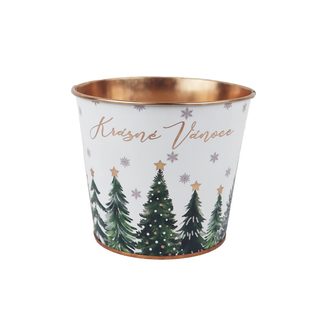 Vánoční plechový květináč K4987/1 - D12XH10 cm B:8.5 cm