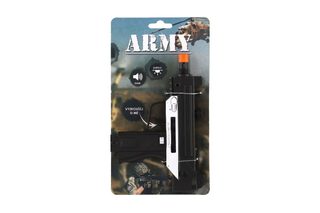 Pistole samopal plast ARMY 17,5cm na baterie se zvukem se světlem černá