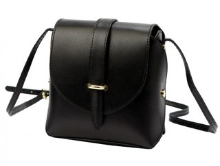 Kožená moderní malá dámská crossbody kabelka černá