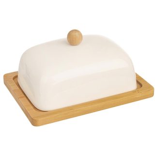 Máslenka porc./bambus oblá WHITELINE 16,5x12,5 cm - 16,5 x 12,5 x 8,5 cm