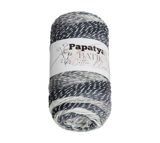 Příze PAPATYA COTTON BLEND batik Bílá,Černá,Šedá 1013 100g / 225 m