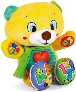CLEMENTONI Baby medvídek Lele interaktivní naučný žlutý na baterie Světlo Zvuk