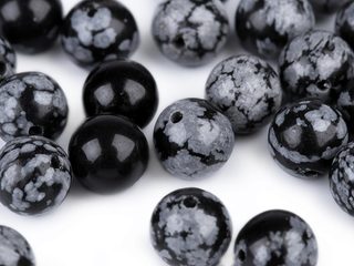 Minerálové korálky Obsidián vločkový Ø8 mm balení 40 kusů