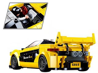 SLUBAN Model Bricks Auto žlutý anglický sporťák 283 dílků + 2 figurky STAVEBNICE